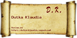 Dutka Klaudia névjegykártya